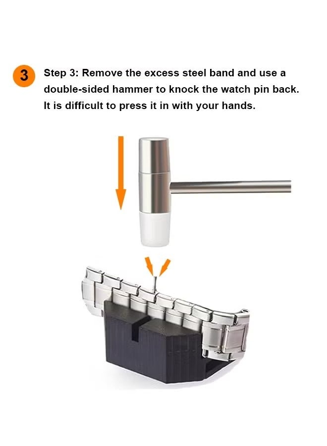 Wristwatch Strap Adjusting Repair Tool With Double-sided hammer and 3 Replaceable Pins，Durable Metal Watch Link Remover kit .For removing strap links and adjusting watch size - Image 4